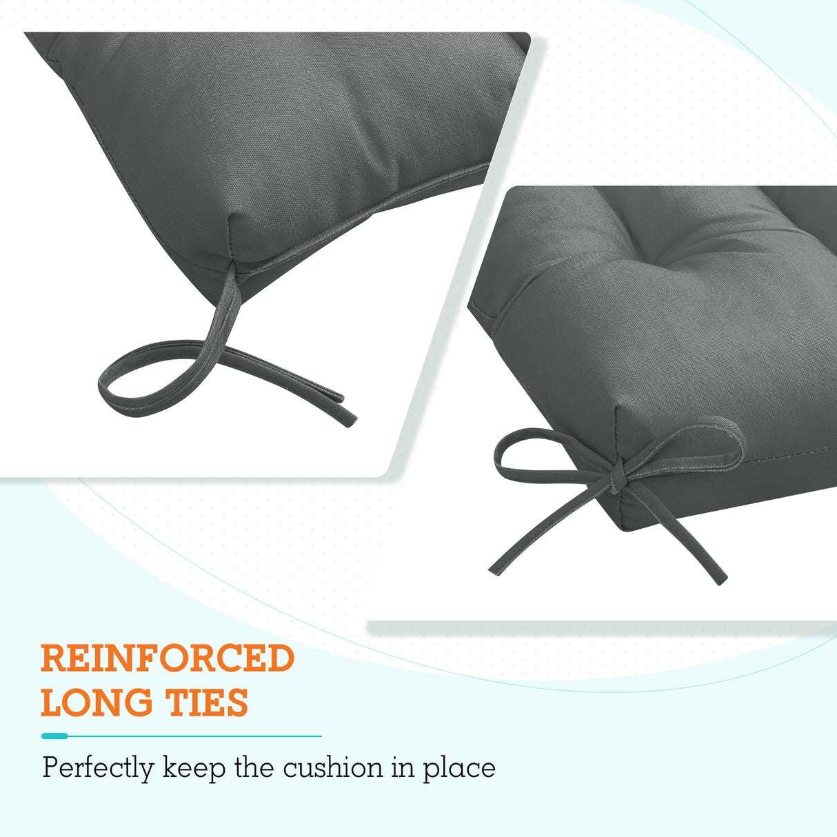 Tufted Outdoor/Indoor High Back Patio Chair Cushion, 2 Pack, 46'' x 22''