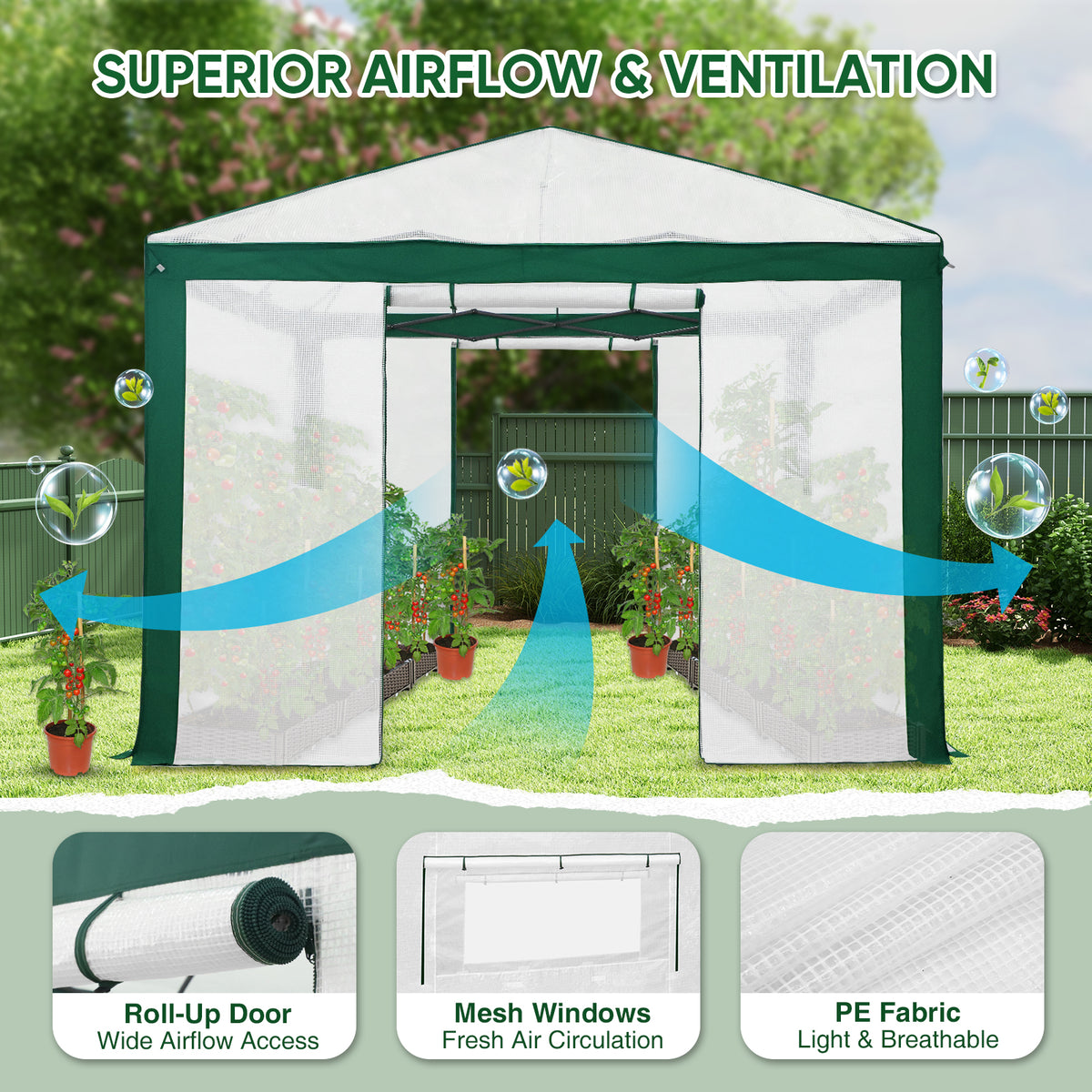 6x4/8x6/10x10 Walk In Pop Up Greenhouse