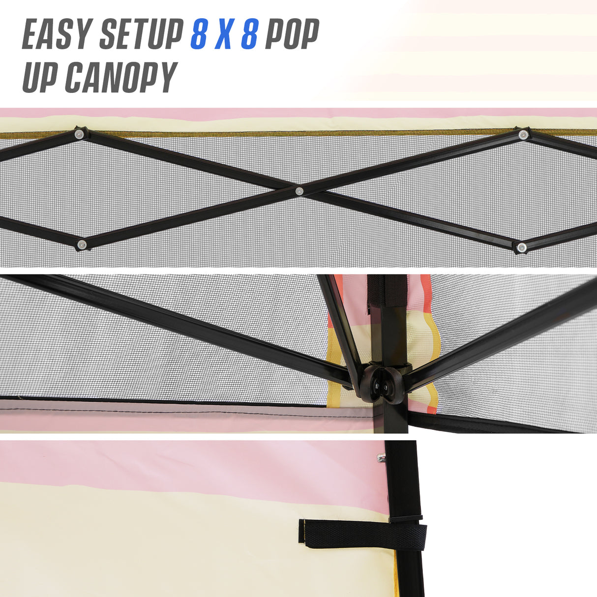 8x8 Backpack Pop Up Canopy Tent w/ Sidewall 8x8 Base 6x6 Top, Unique Printing Fabric