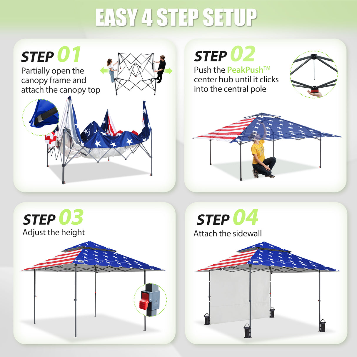 13x13 Pop Up Canopy Tent Sidewall, Extended Eaves