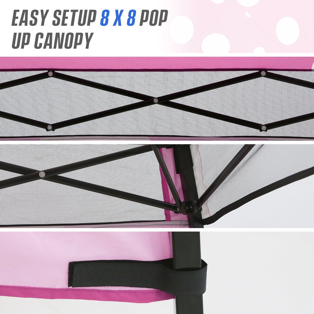 8x8 Backpack Pop Up Canopy Tent w/ Sidewall 8x8 Base 6x6 Top, Unique Printing Fabric