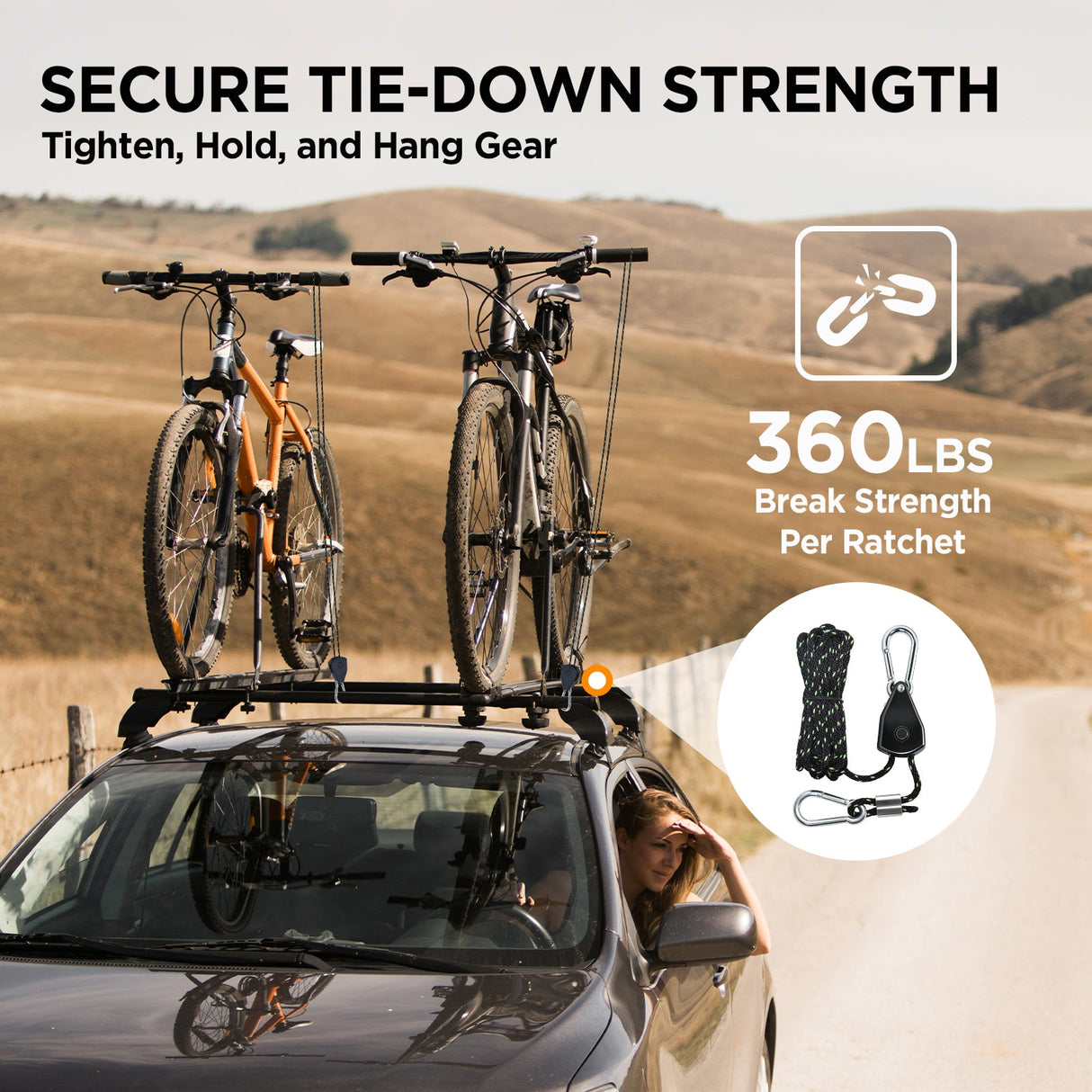 4 - Pack 1/8" Adjustable Rope Ratchet Tie Down Strap Set - Eagle Peak Custom Canopy Tent