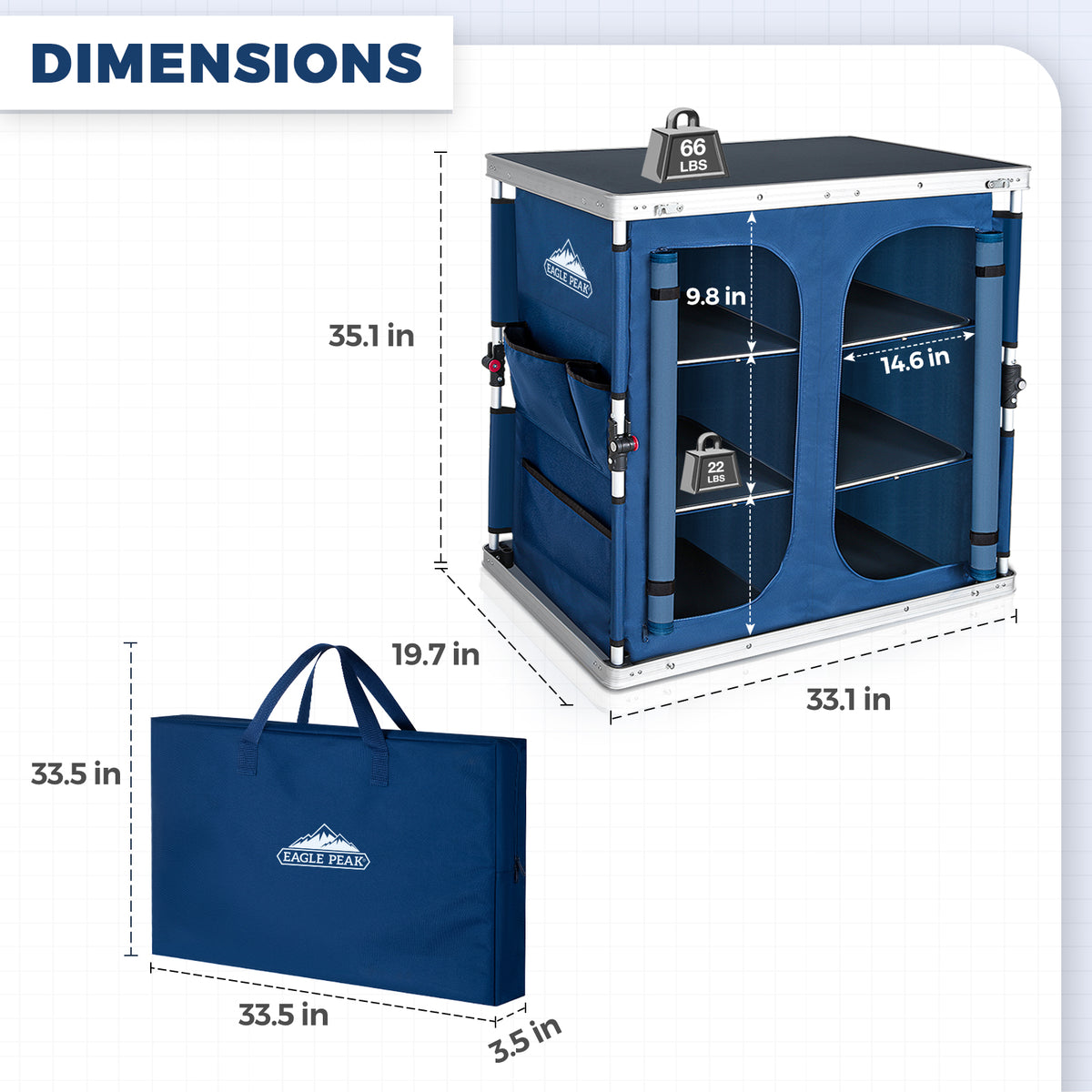 Double Camping Folding Table with Storage Organizer and Side Pockets