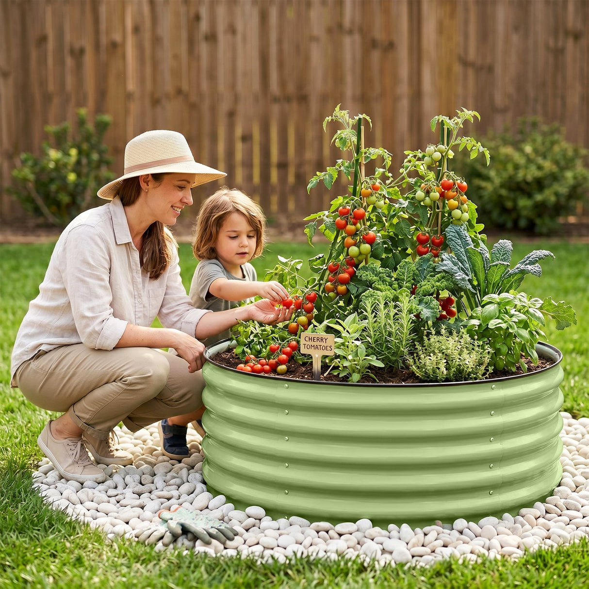 42'' Round 17'' Tall Raised Garden Bed Planter - Eagle Peak®