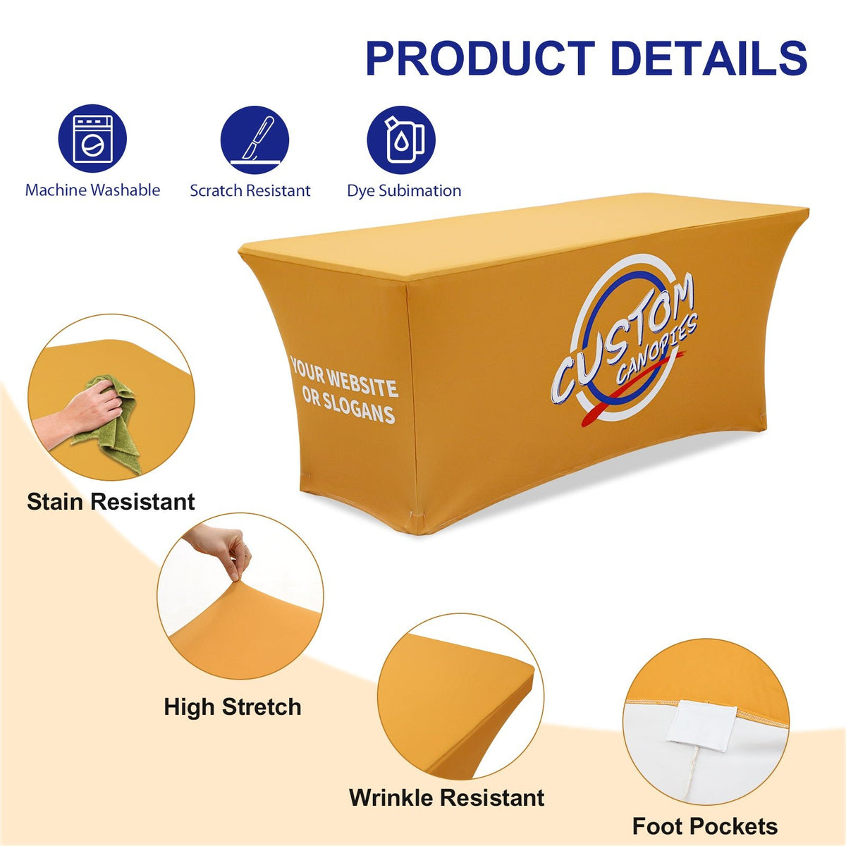 4/6/8ft Fitted Table Cloth Cover with Your Business Logo and Design - Eagle Peak®