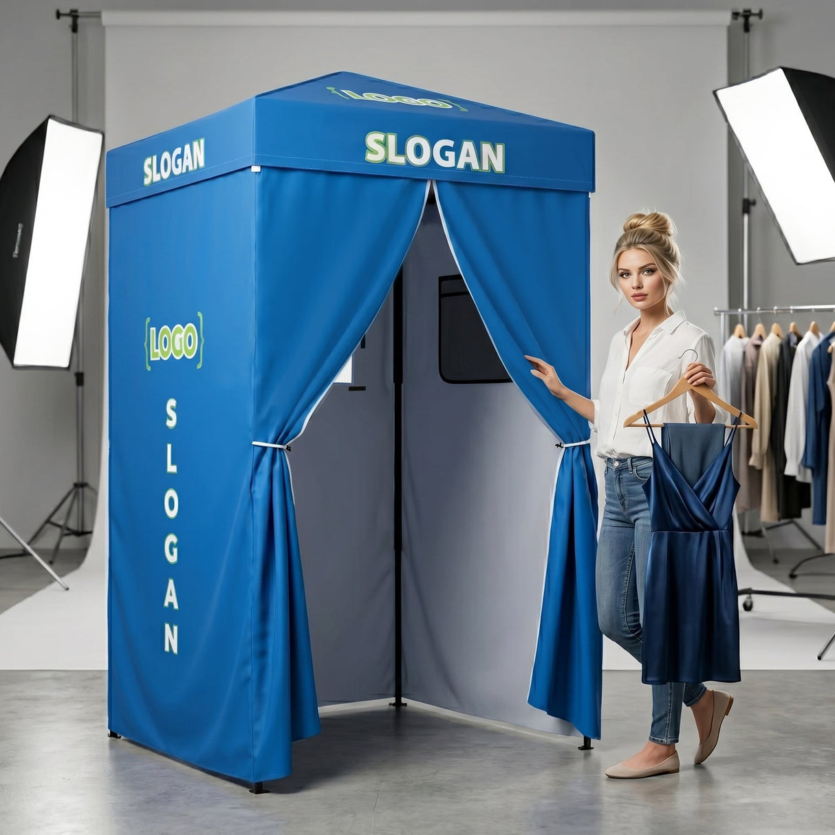 4x4 ft Commercial Privacy Shelter with Logo Printing - Eagle Peak