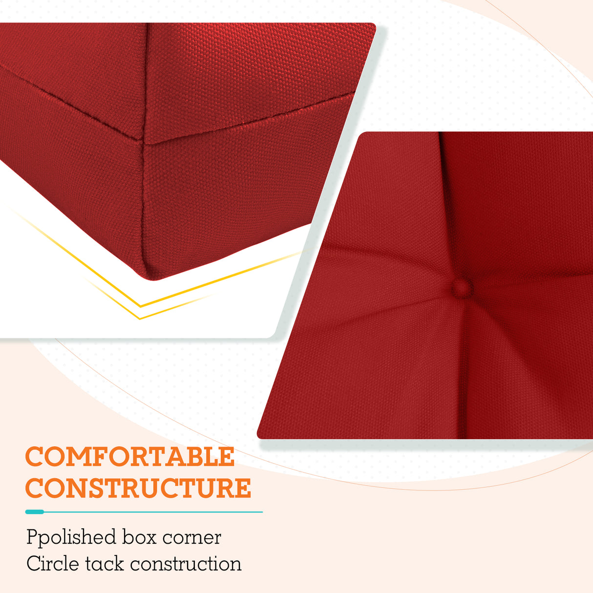 Tufted Outdoor/Indoor High Back Patio Chair Cushion, 2 Pack, 46'' x 22''