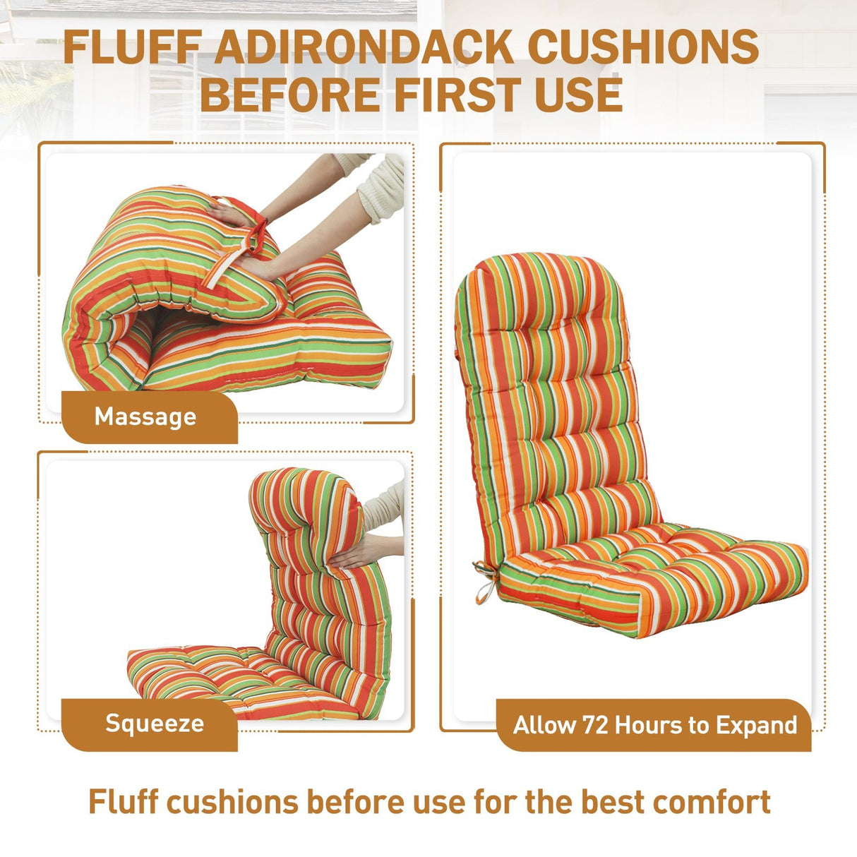 5" High Back Adirondack Chair Cushions, 49x20x5 in, Set of 1/2/4 - Eagle Peak Custom Canopy Tent