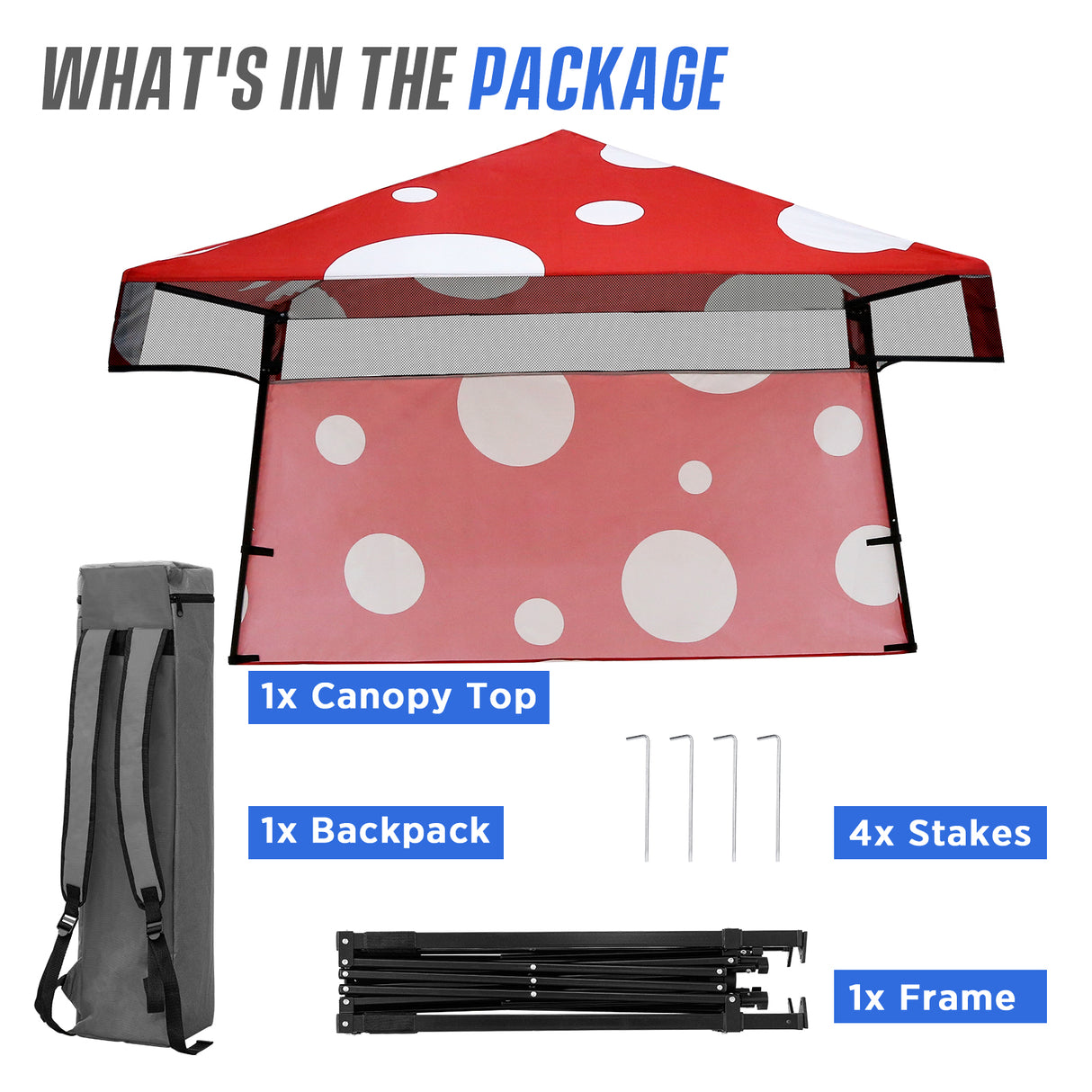 8x8 Backpack Pop Up Canopy Tent w/ Sidewall 8x8 Base 6x6 Top, Unique Printing Fabric