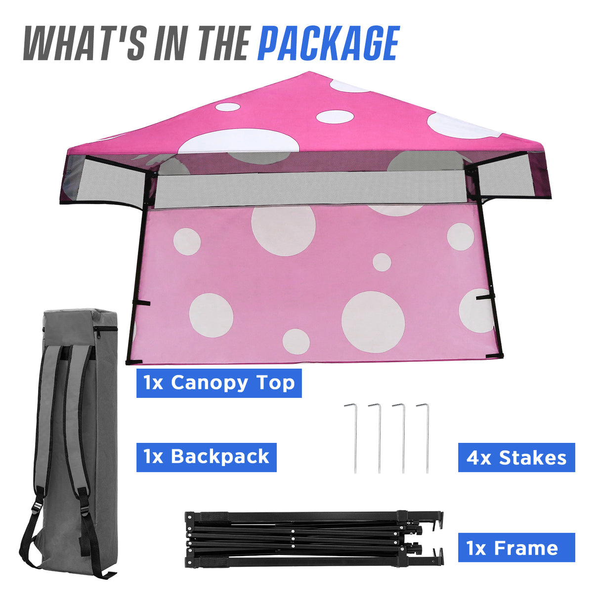 8x8 Backpack Pop Up Canopy Tent w/ Sidewall 8x8 Base 6x6 Top, Unique Printing Fabric