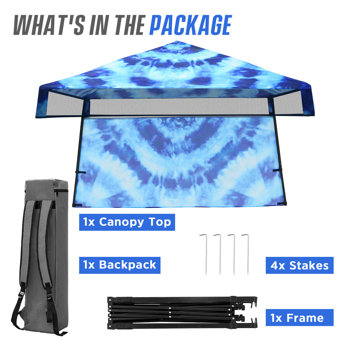 8x8 Backpack Pop Up Canopy Tent w/ Sidewall 8x8 Base 6x6 Top, Unique Printing Fabric