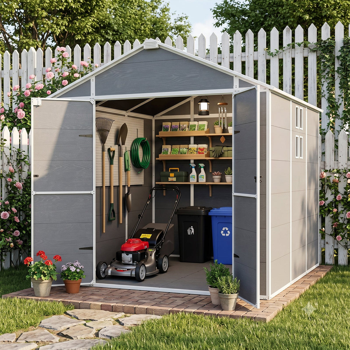 5x3/6x4/6x8/8x8/10x8 FT Outdoor Storage Shed with Floor - Eagle Peak®