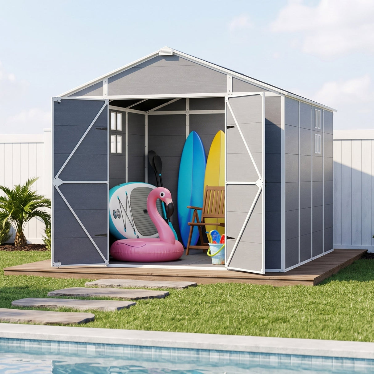 5x3/6x4/6x8/8x8/10x8 FT Outdoor Storage Shed with Floor - Eagle Peak®