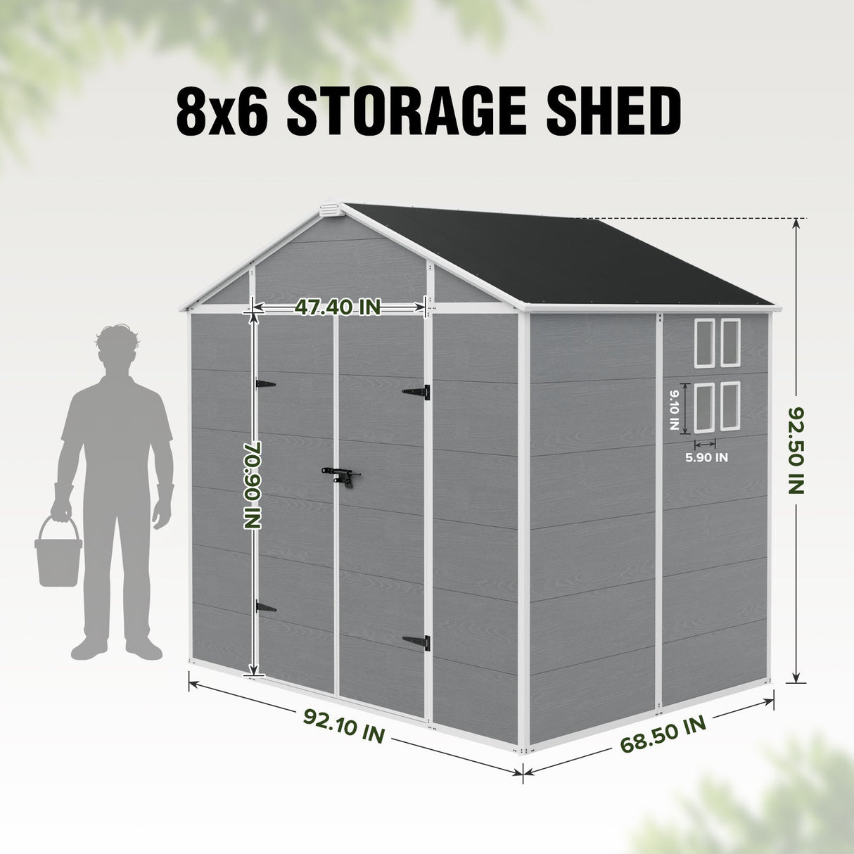 5x3/6x4/6x8/8x8/10x8 FT Outdoor Storage Shed with Floor - Eagle Peak®