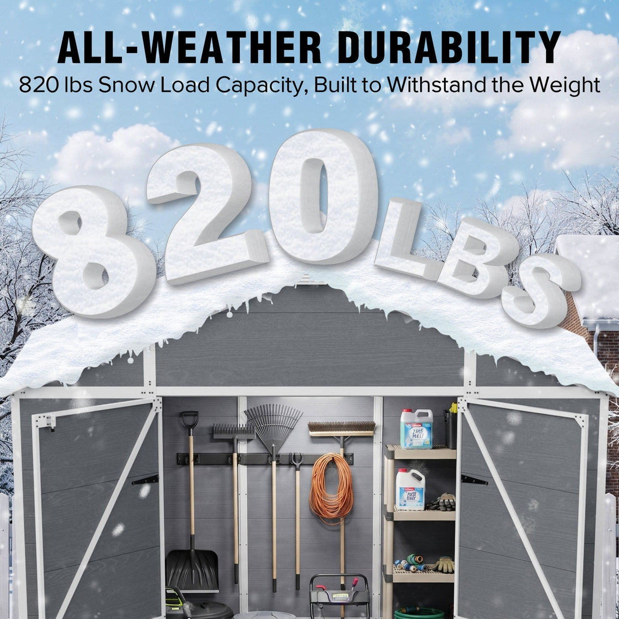5x3/6x4/6x8/8x8/10x8 FT Outdoor Storage Shed with Floor - Eagle Peak®