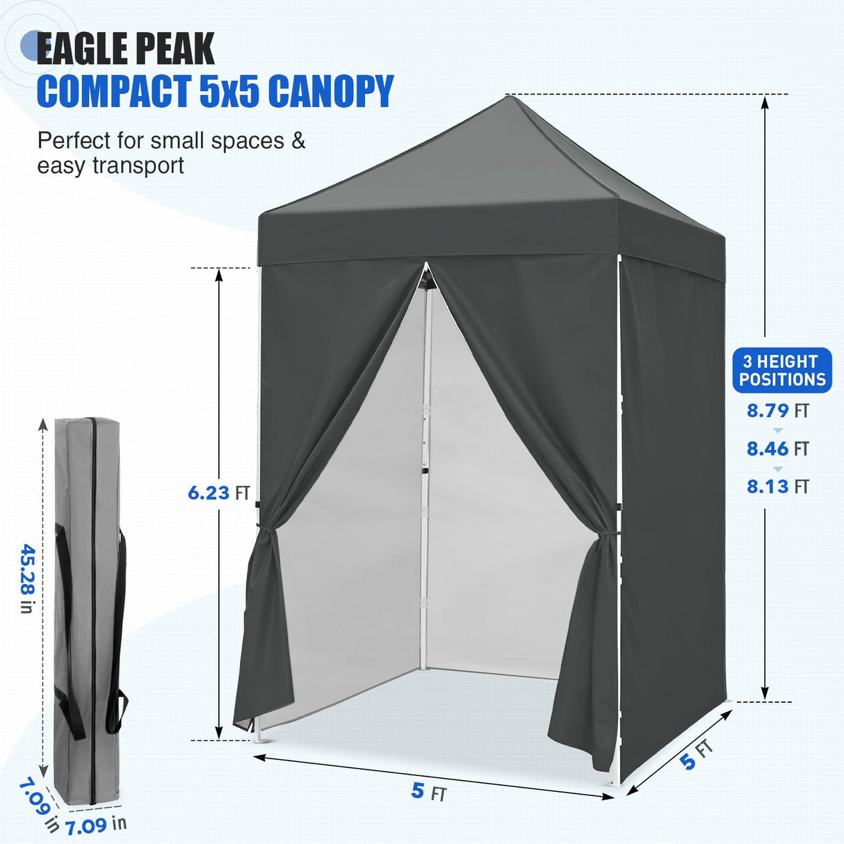 5x5 Instant Canopy with 4-Side Wall Panels - Eagle Peak®