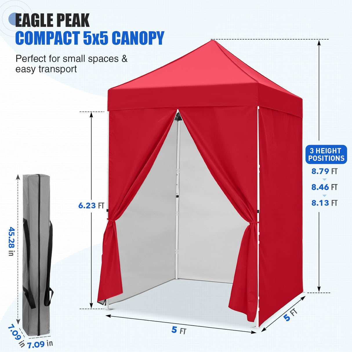 5x5 Instant Canopy with 4-Side Wall Panels - Eagle Peak®