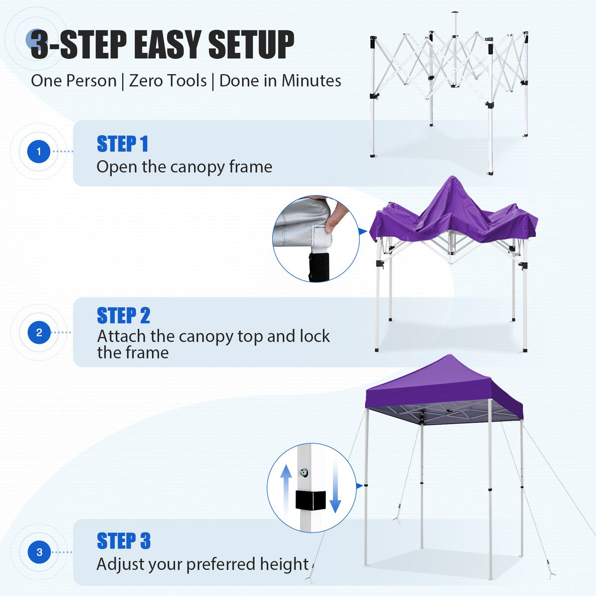 5x5 Pop Up Canopy Tent Instant Straight Leg Outdoor Canopy Easy Set-up - Eagle Peak®