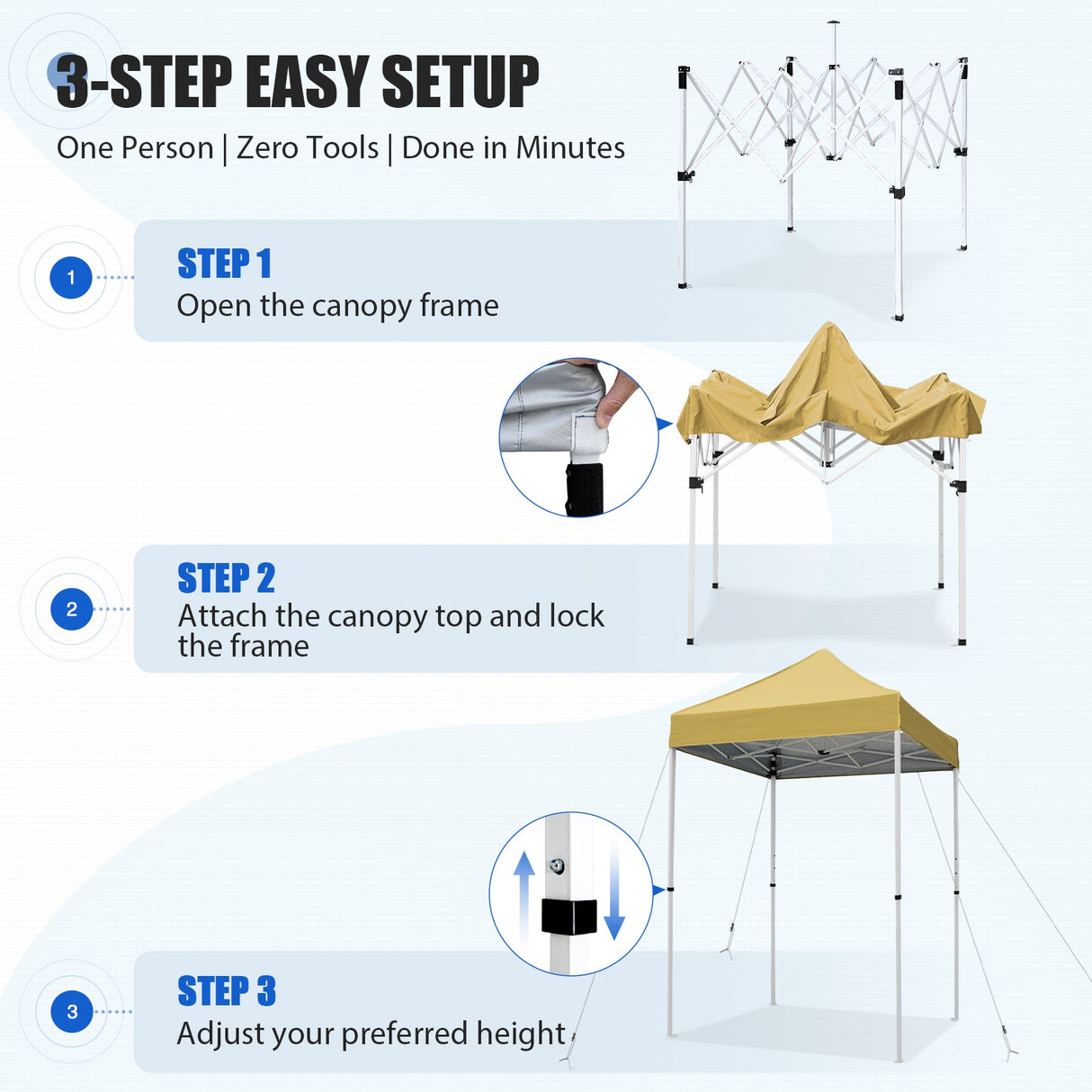5x5 Pop Up Canopy Tent Instant Straight Leg Outdoor Canopy Easy Set-up - Eagle Peak®