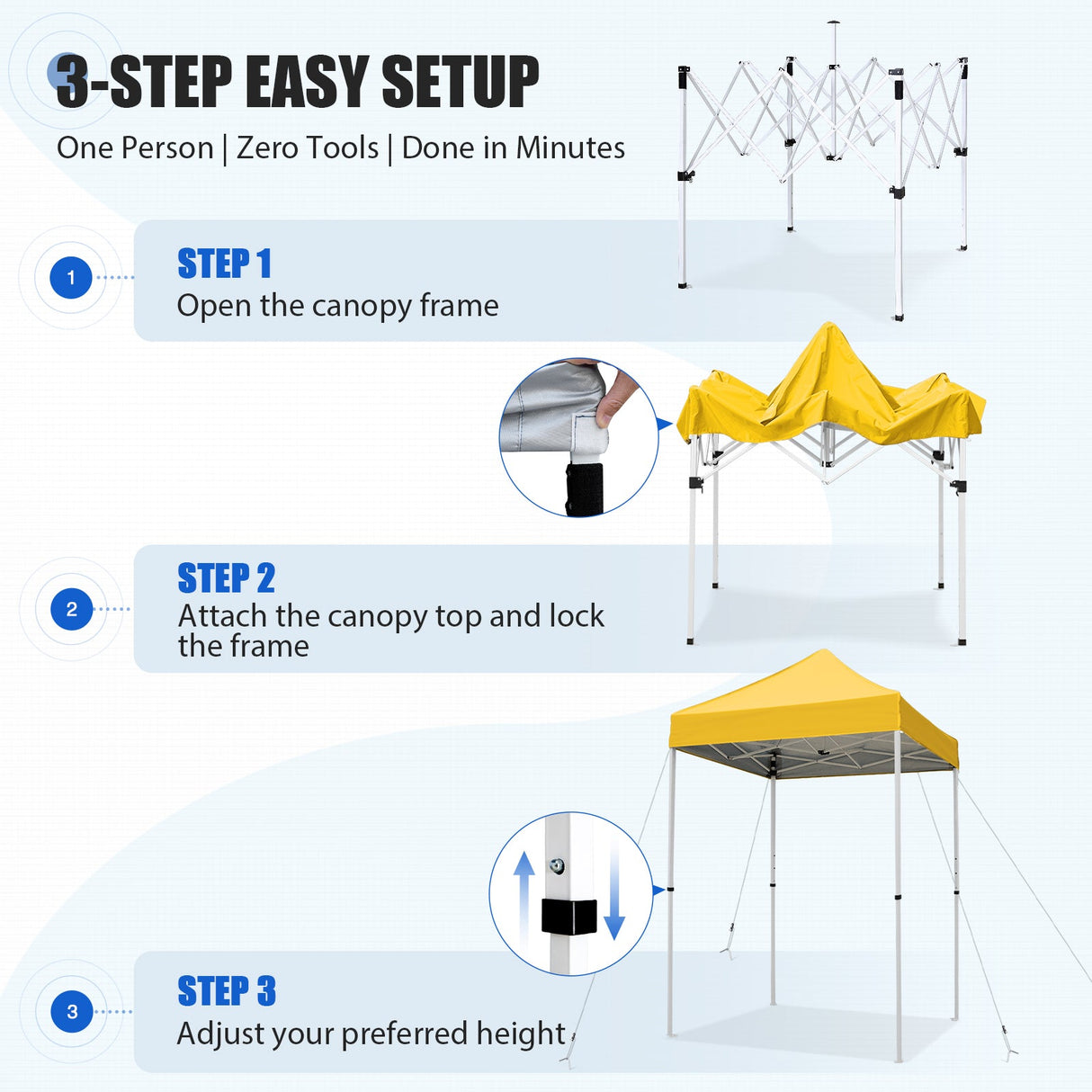 5x5 Pop Up Canopy Tent Instant Straight Leg Outdoor Canopy Easy Set-up - Eagle Peak®