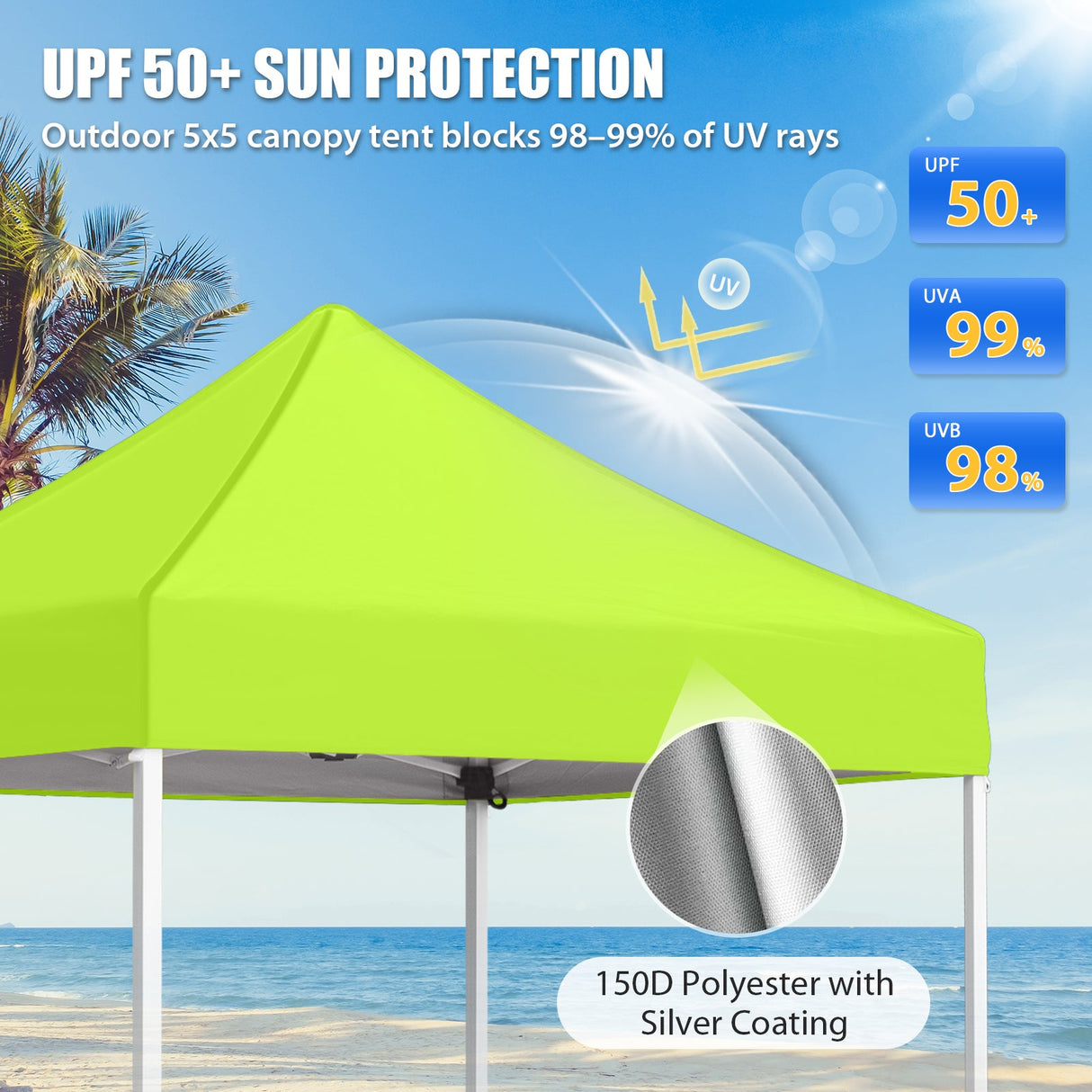 5x5 Pop Up Canopy Tent Instant Straight Leg Outdoor Canopy Easy Set-up - Eagle Peak®