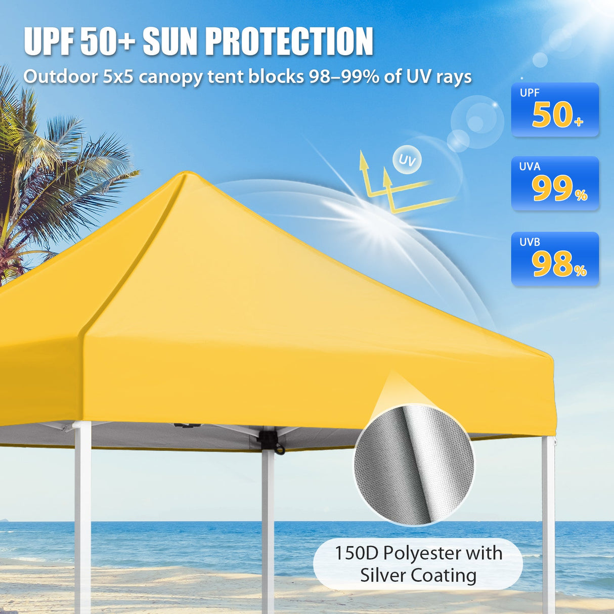 5x5 Pop Up Canopy Tent Instant Straight Leg Outdoor Canopy Easy Set-up - Eagle Peak®
