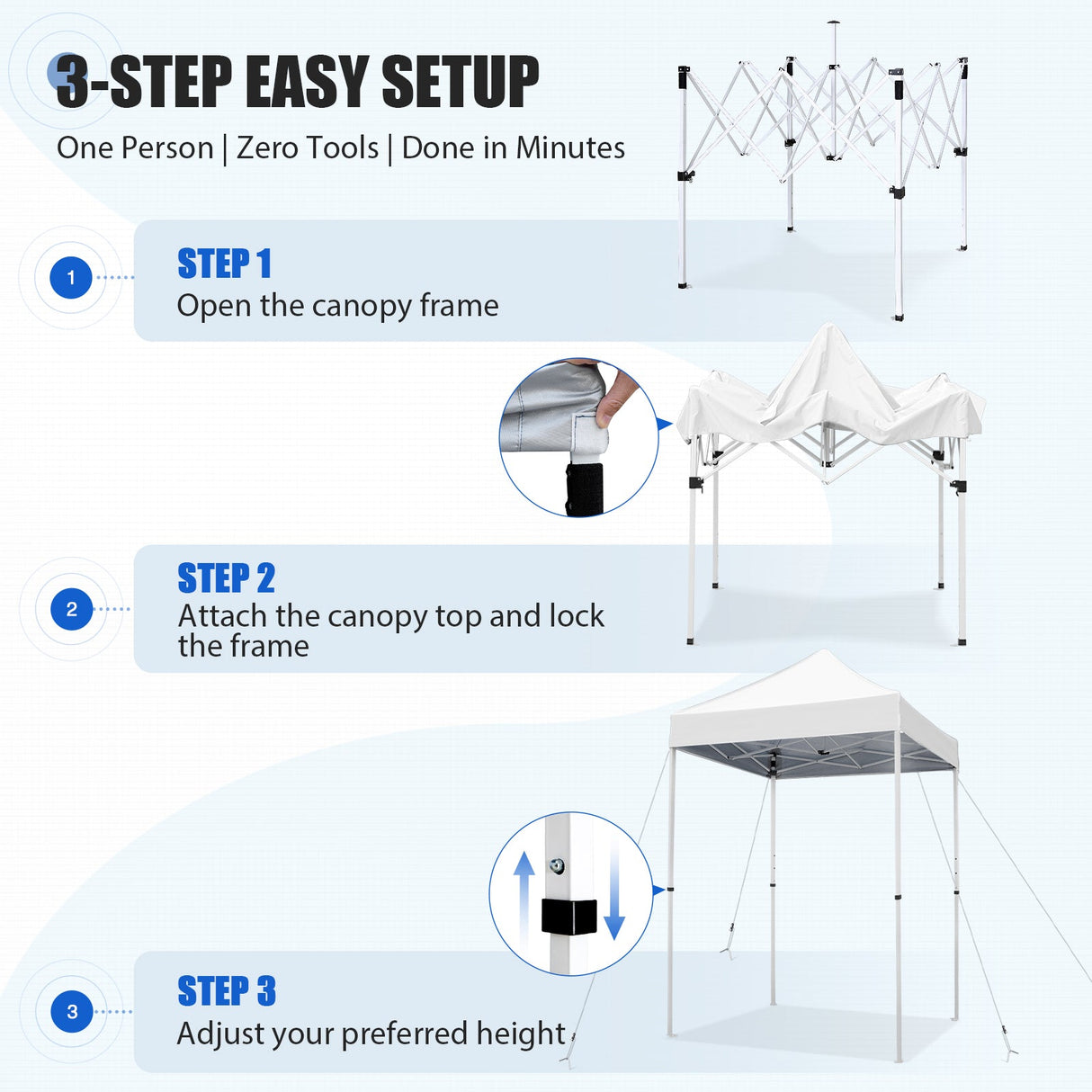 5x5 Pop Up Canopy Tent Instant Straight Leg Outdoor Canopy Easy Set-up - Eagle Peak®