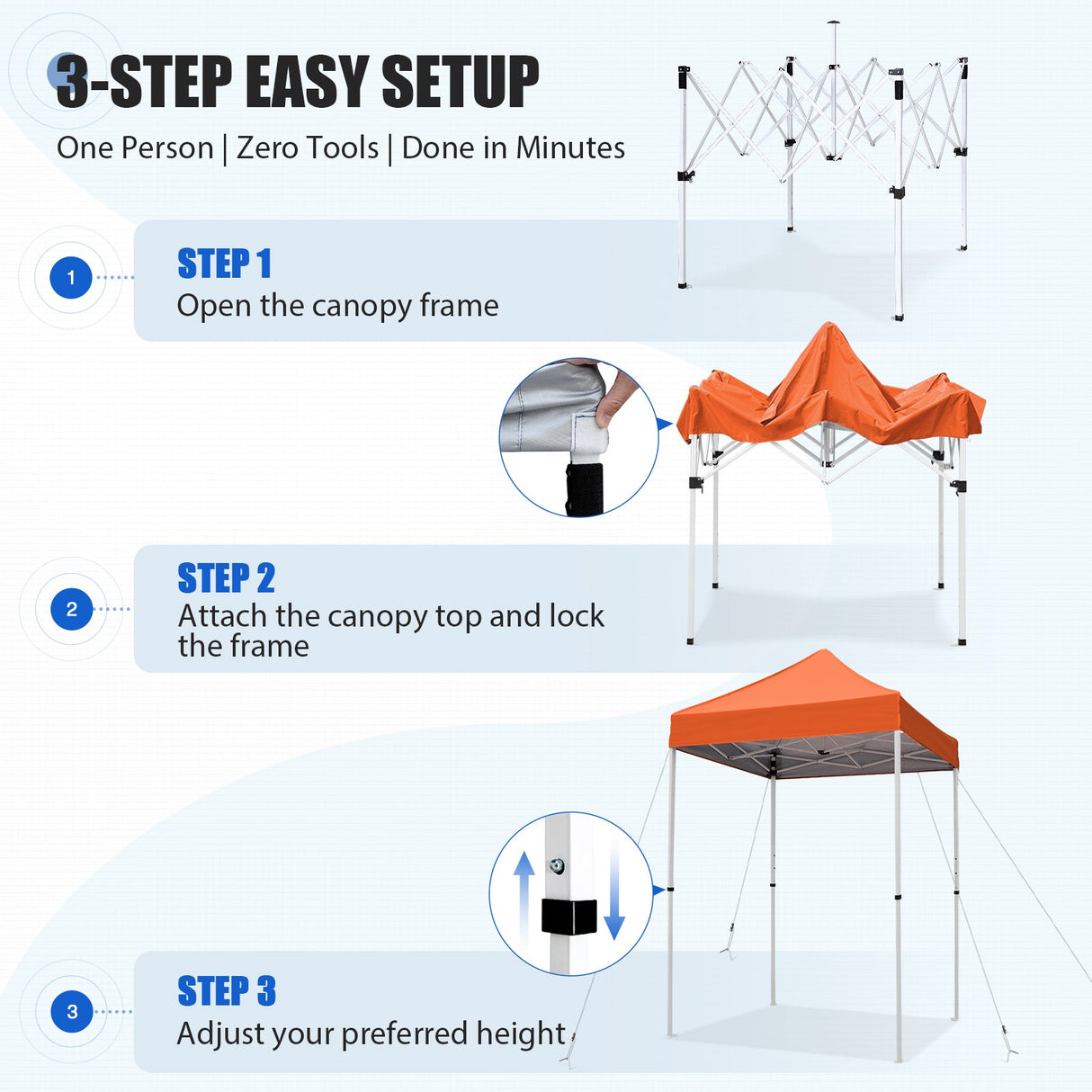 5x5 Pop Up Canopy Tent Instant Straight Leg Outdoor Canopy Easy Set-up - Eagle Peak®