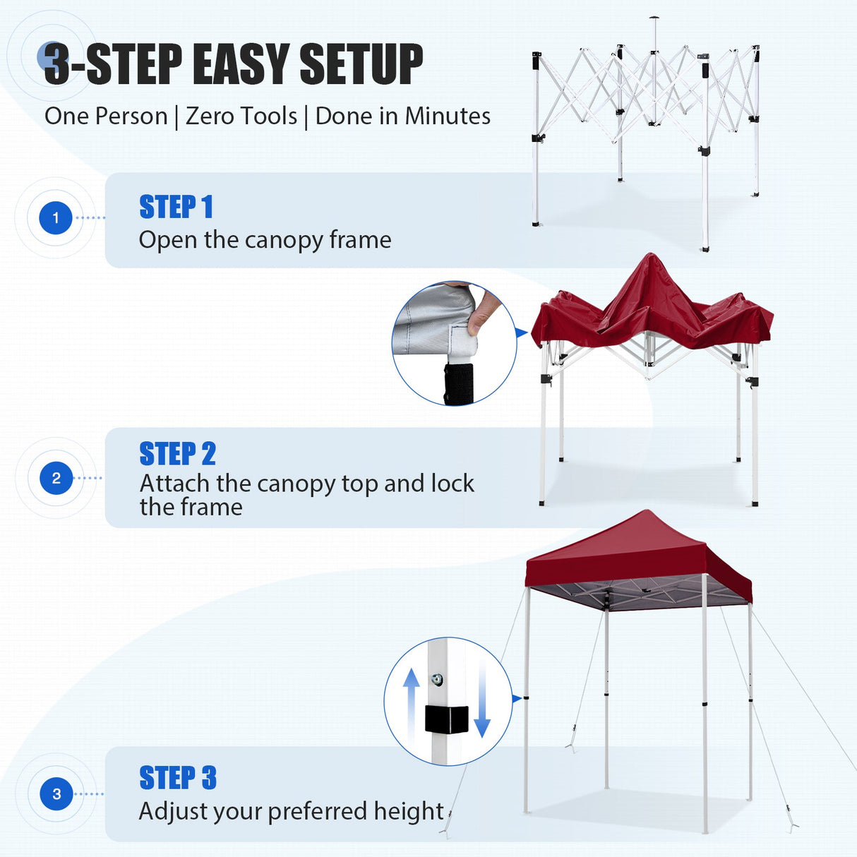 5x5 Pop Up Canopy Tent Instant Straight Leg Outdoor Canopy Easy Set-up - Eagle Peak®