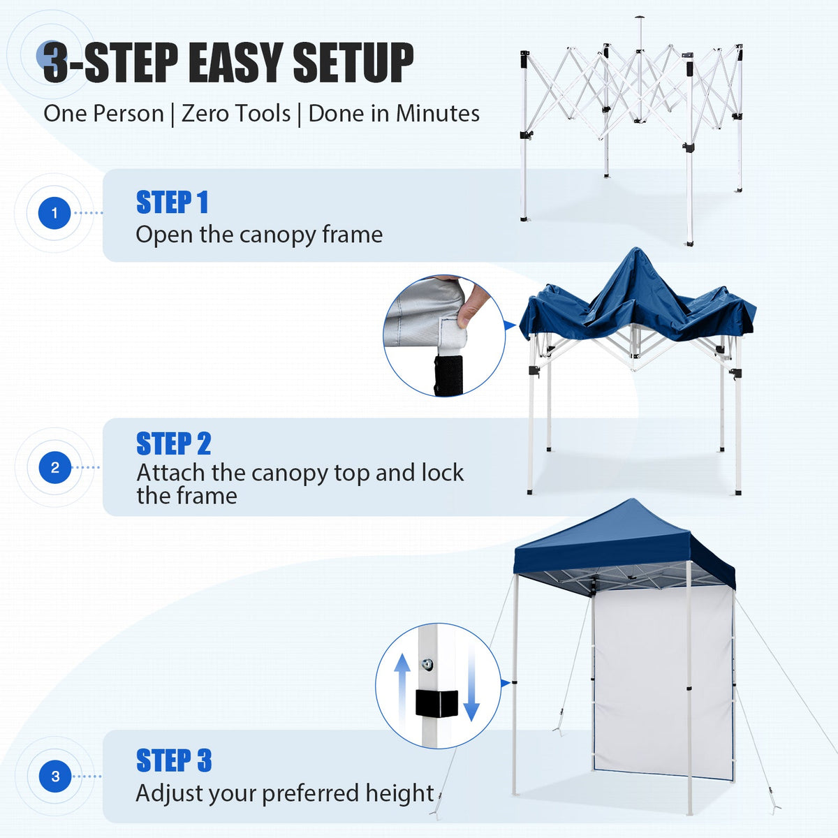 5x5 Pop Up Canopy Tent with 1 Removable Sidewall - Eagle Peak®