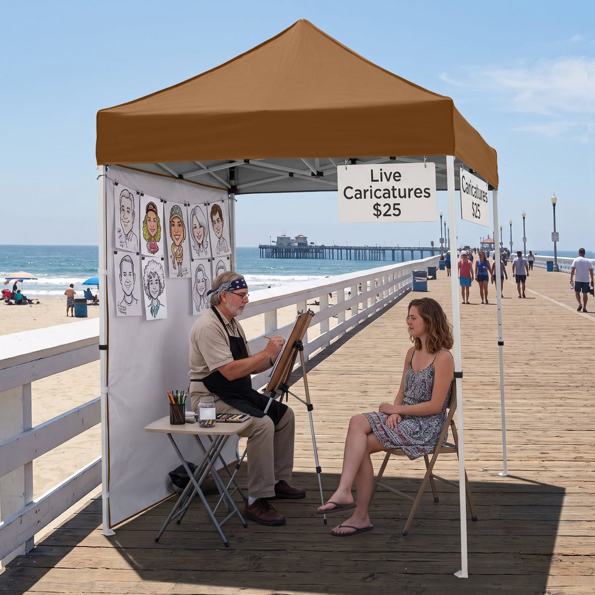 5x5 Pop Up Canopy Tent with 1 Removable Sidewall - Eagle Peak®