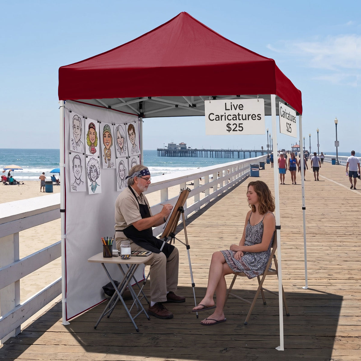 5x5 Pop Up Canopy Tent with 1 Removable Sidewall - Eagle Peak®