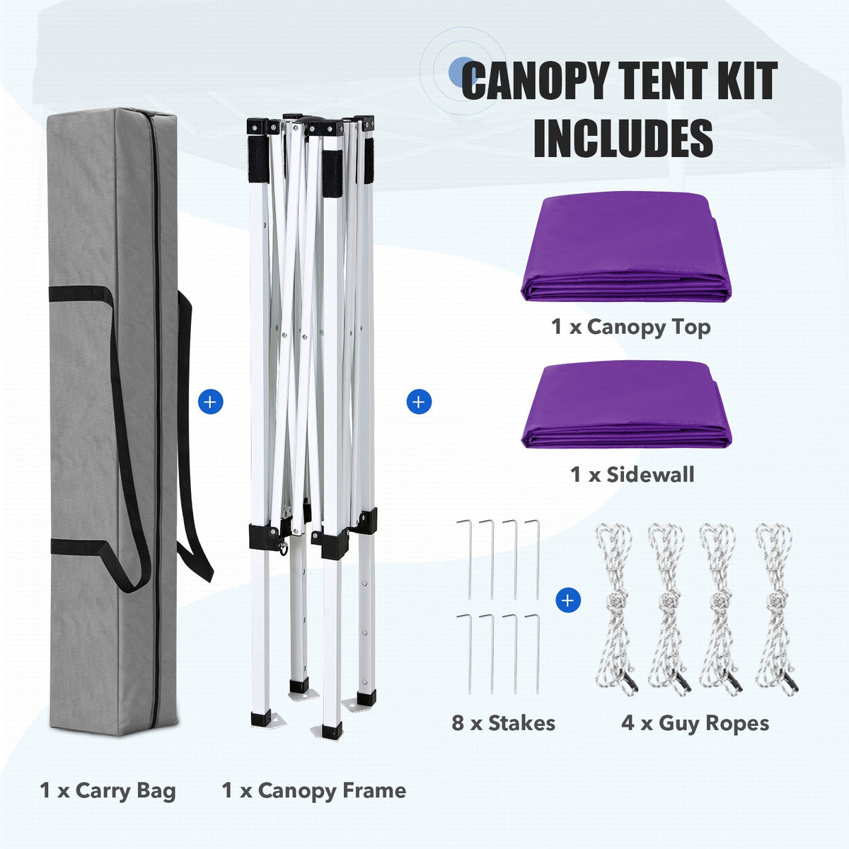 5x5 Pop Up Canopy Tent with 1 Removable Sidewall - Eagle Peak®