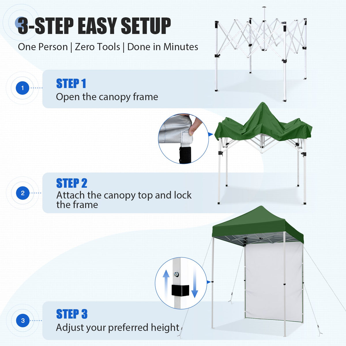 5x5 Pop Up Canopy Tent with 1 Removable Sidewall - Eagle Peak®