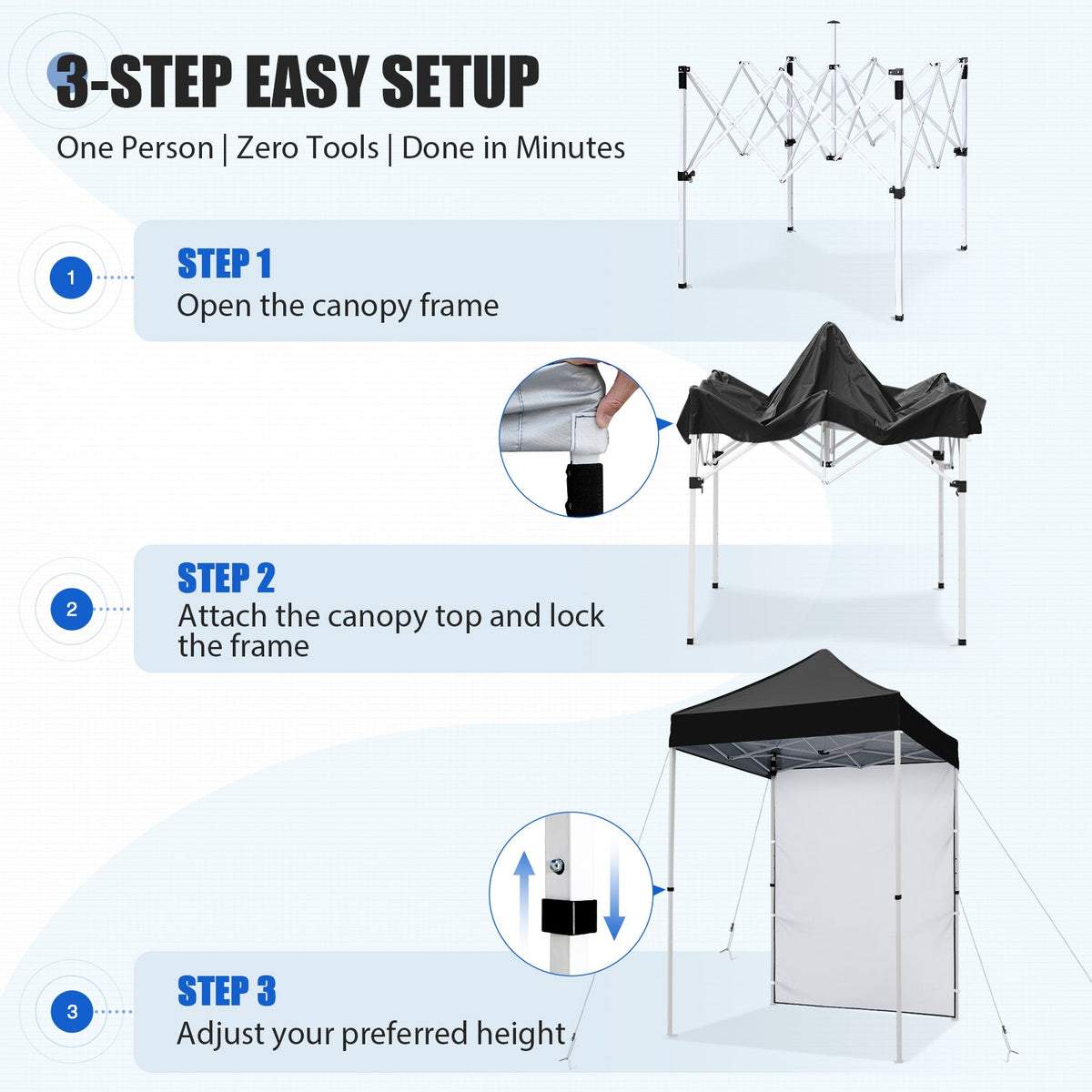 5x5 Pop Up Canopy Tent with 1 Removable Sidewall - Eagle Peak®