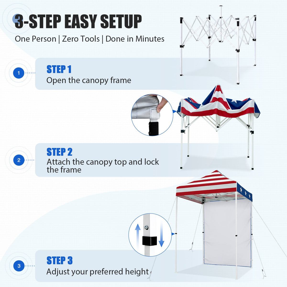5x5 Pop Up Canopy Tent with 1 Removable Sidewall - Eagle Peak®