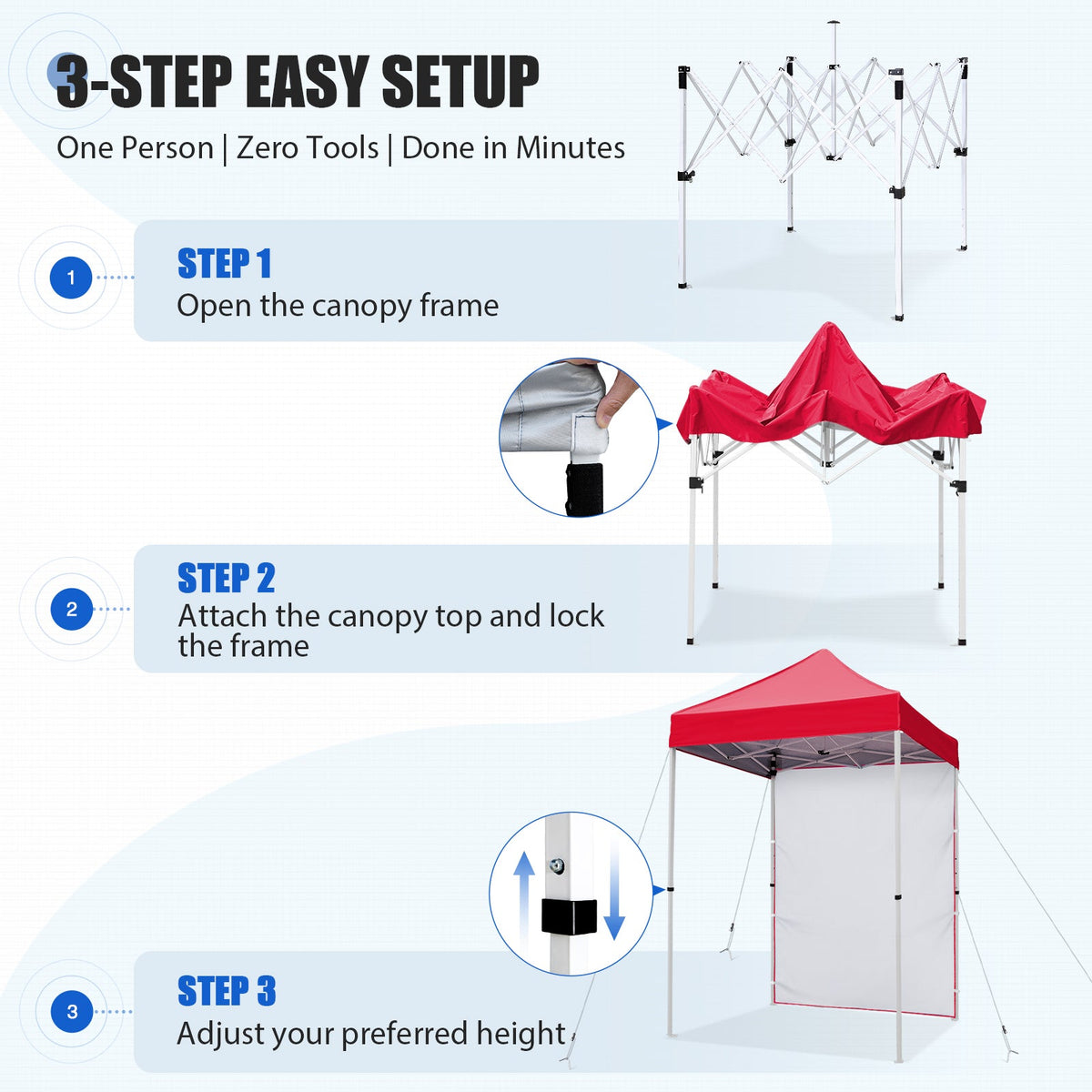 5x5 Pop Up Canopy Tent with 1 Removable Sidewall - Eagle Peak®