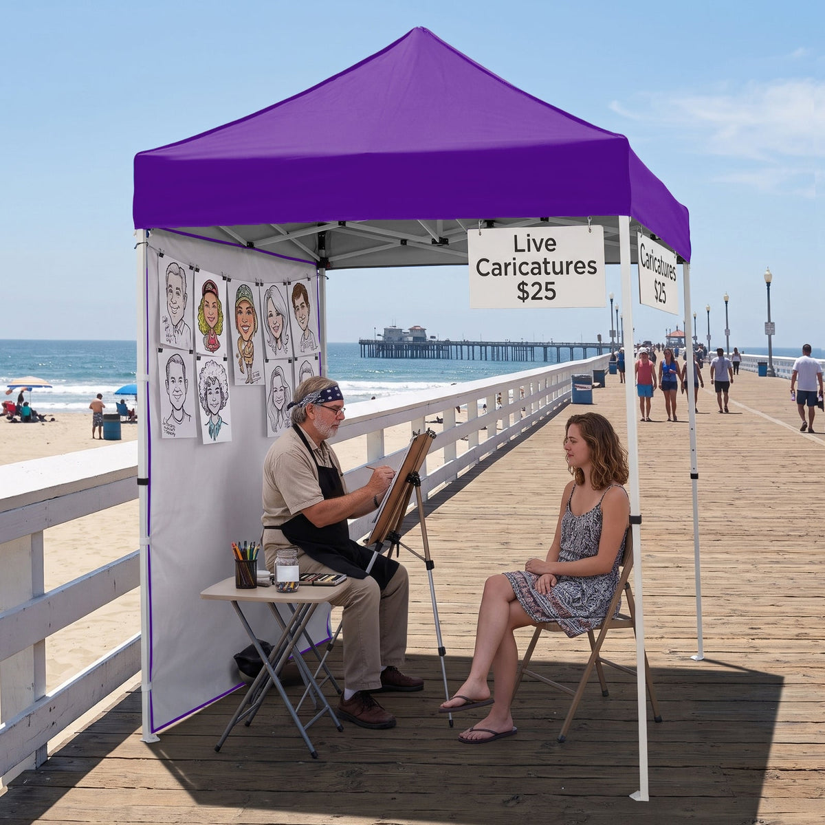 5x5 Pop Up Canopy Tent with 1 Removable Sidewall - Eagle Peak®