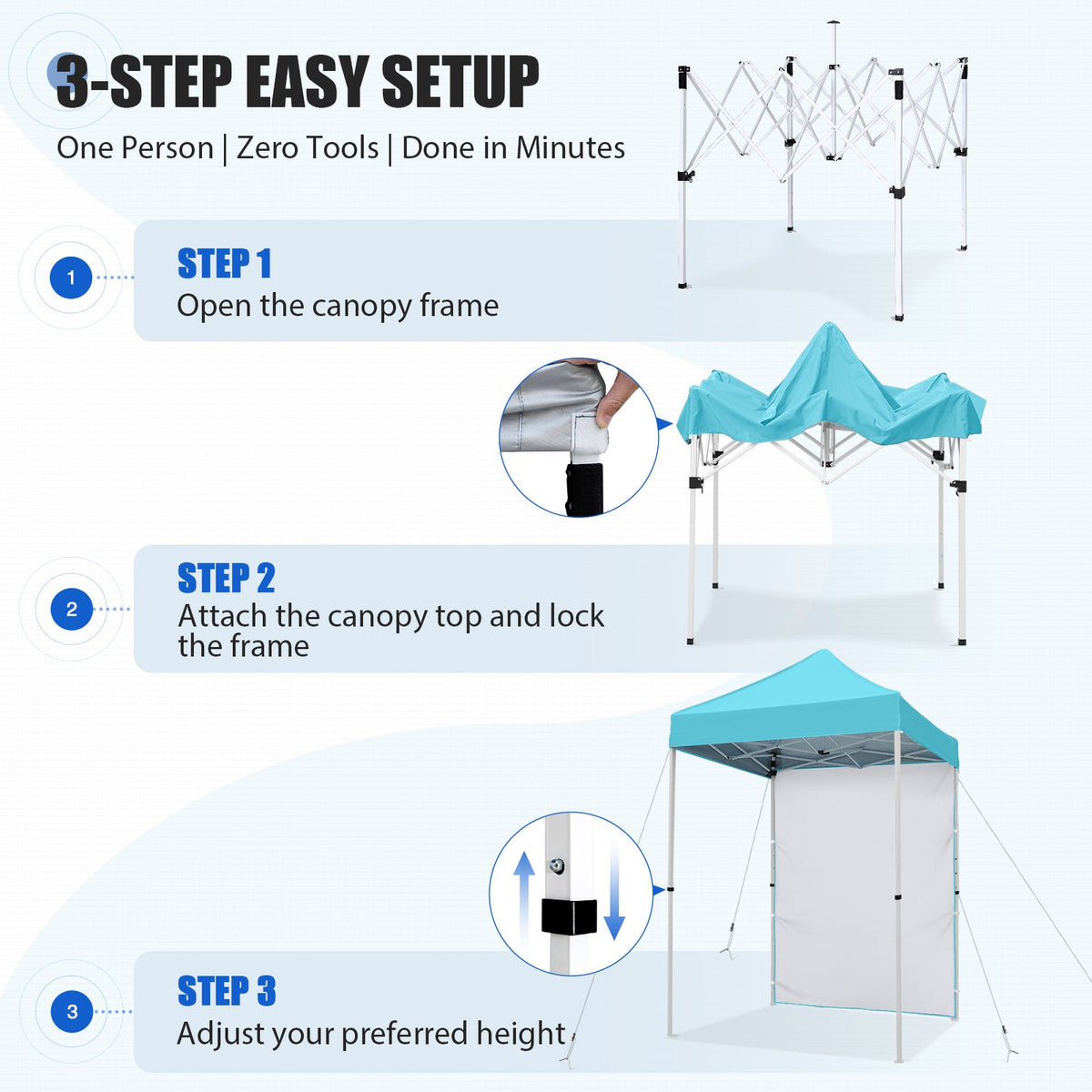 5x5 Pop Up Canopy Tent with 1 Removable Sidewall - Eagle Peak®