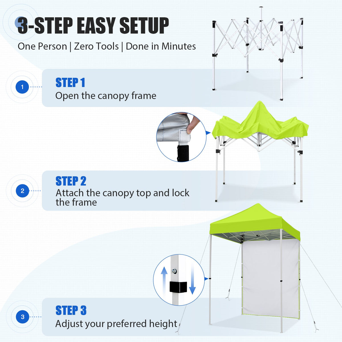 5x5 Pop Up Canopy Tent with 1 Removable Sidewall - Eagle Peak®