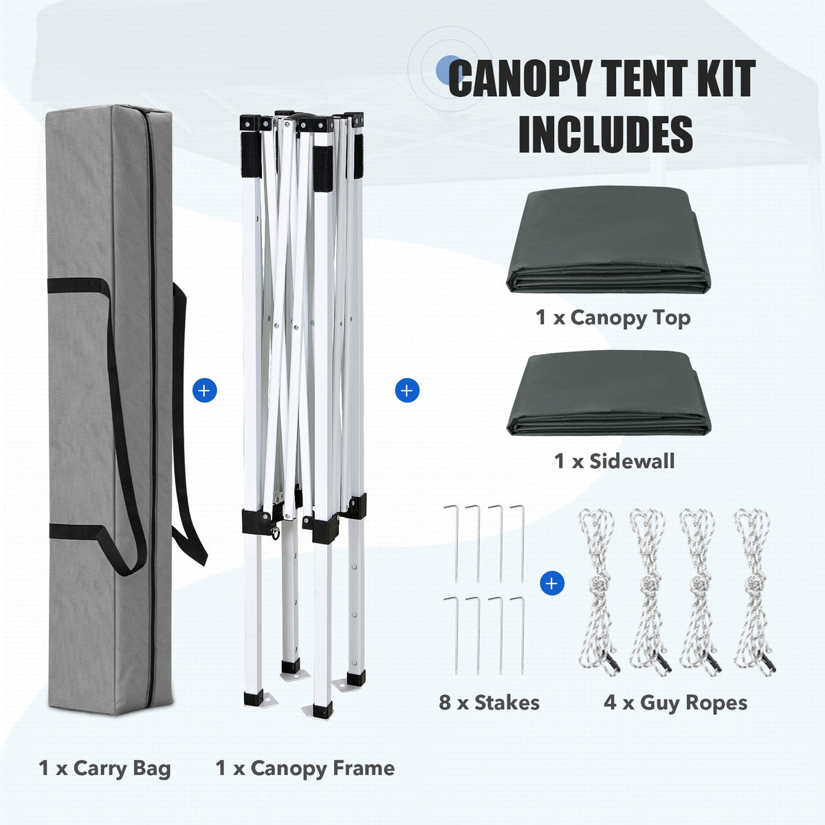 5x5 Pop Up Canopy Tent with 1 Removable Sidewall - Eagle Peak®