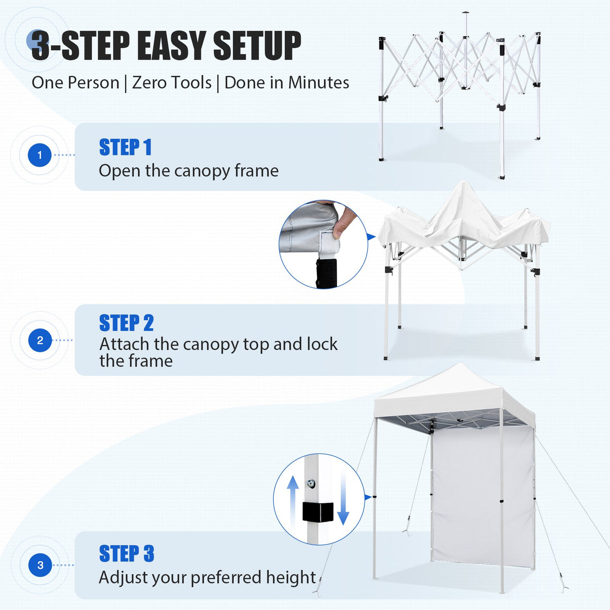 5x5 Pop Up Canopy Tent with 1 Removable Sidewall - Eagle Peak®