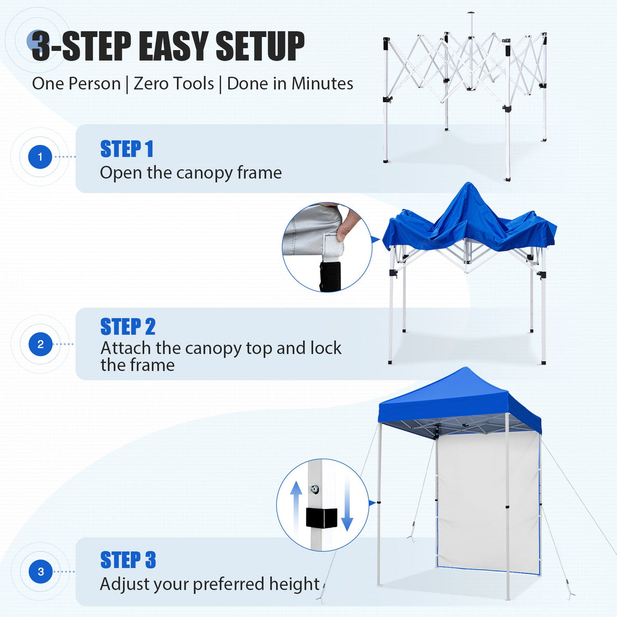 5x5 Pop Up Canopy Tent with 1 Removable Sidewall - Eagle Peak®