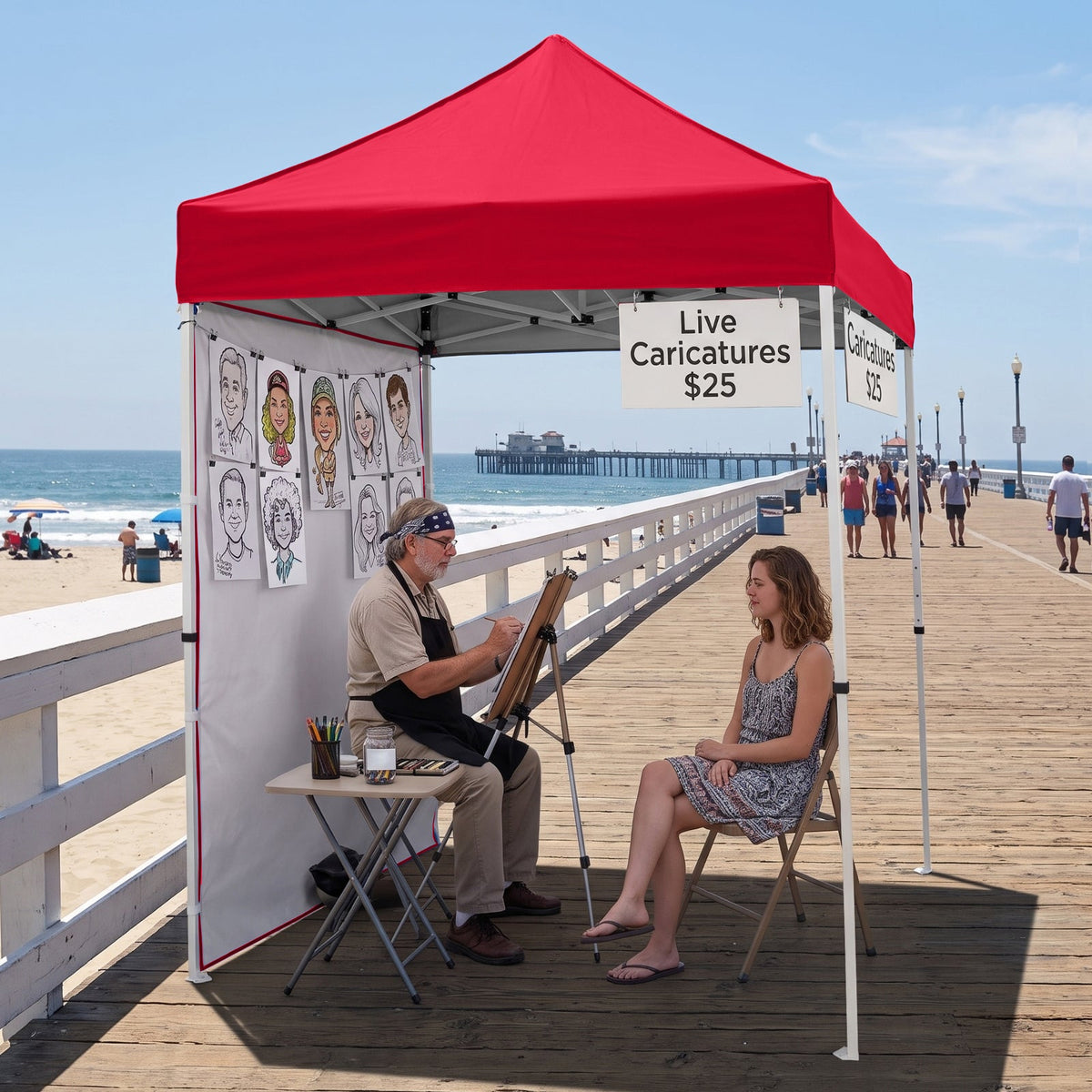 5x5 Pop Up Canopy Tent with 1 Removable Sidewall - Eagle Peak®
