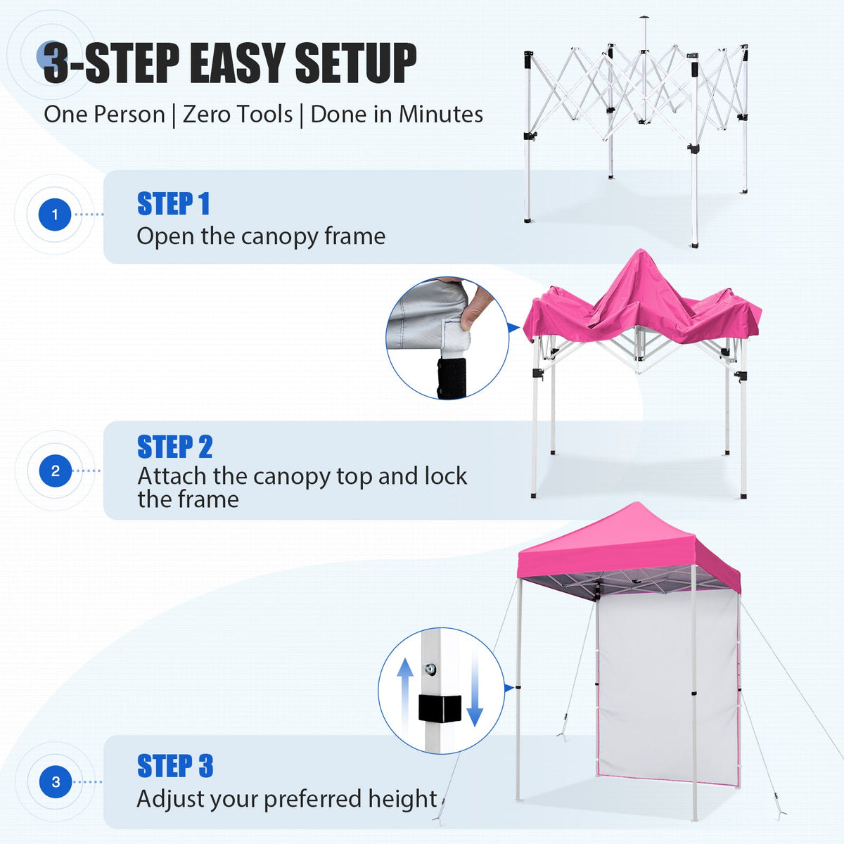 5x5 Pop Up Canopy Tent with 1 Removable Sidewall - Eagle Peak®