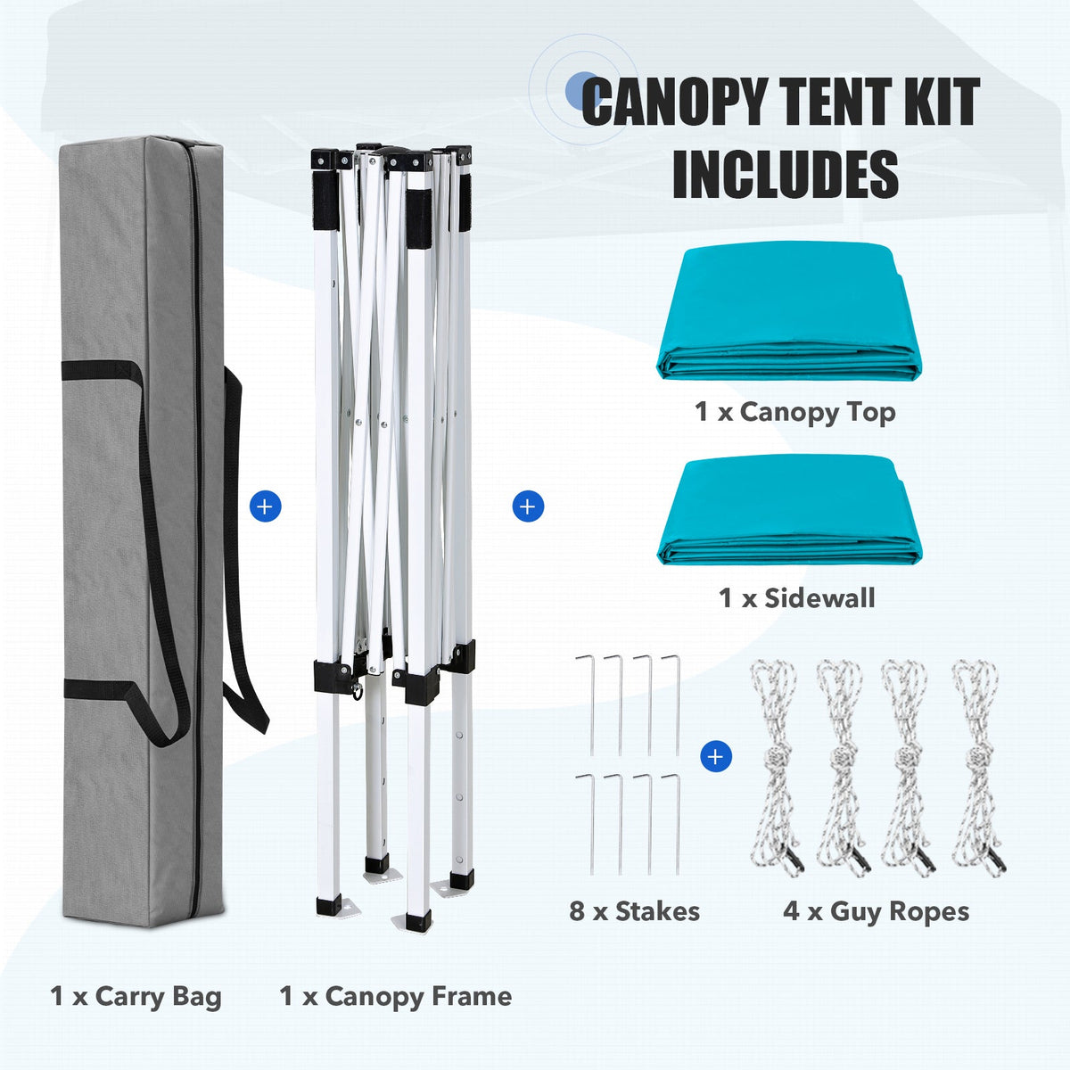 5x5 Pop Up Canopy Tent with 1 Removable Sidewall - Eagle Peak®