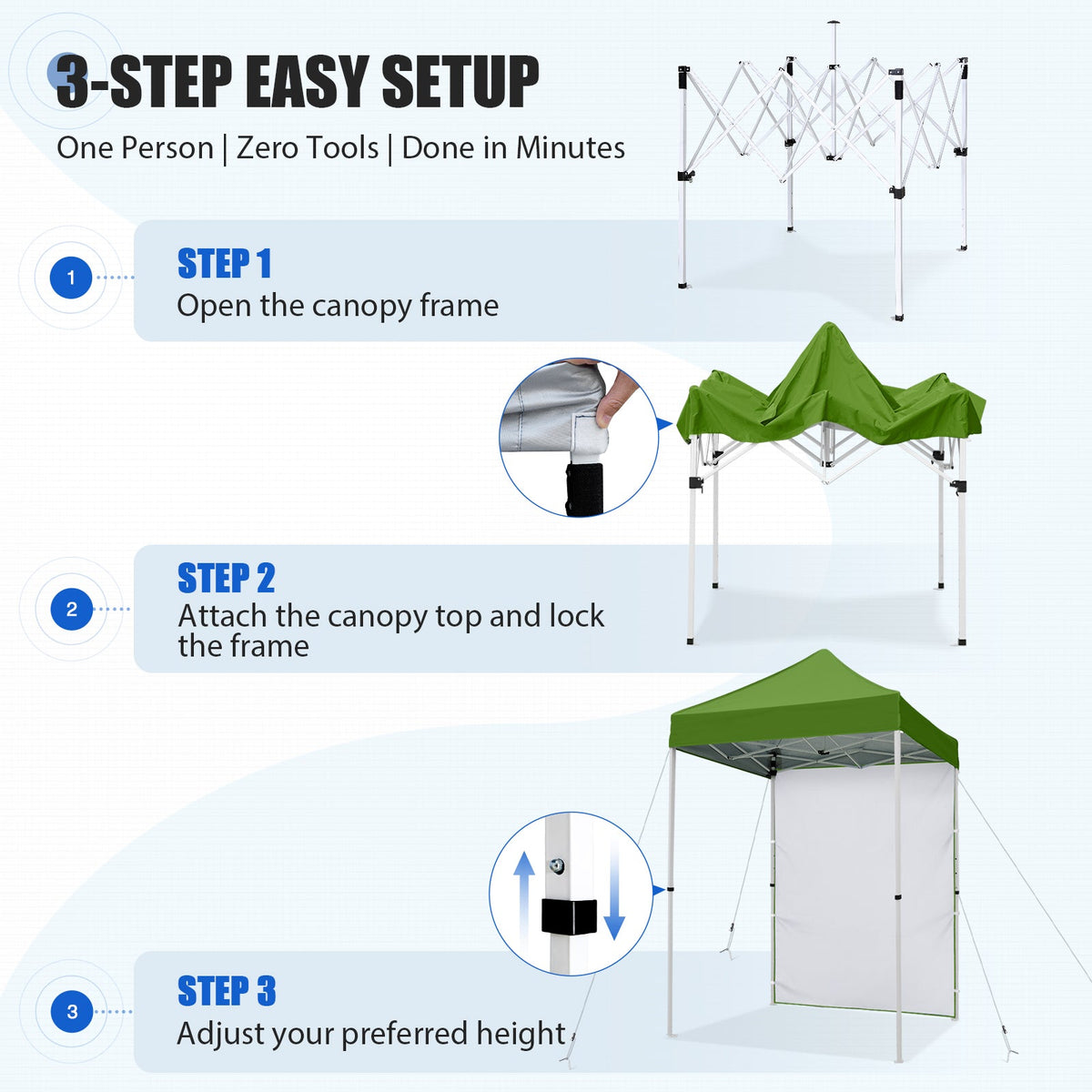 5x5 Pop Up Canopy Tent with 1 Removable Sidewall - Eagle Peak®