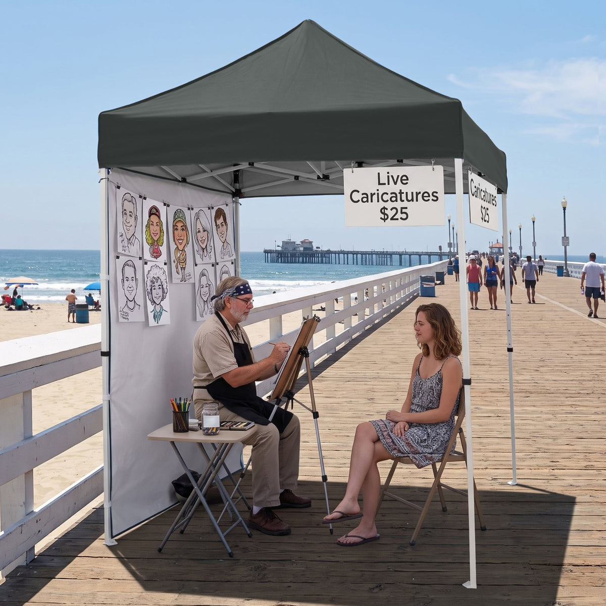 5x5 Pop Up Canopy Tent with 1 Removable Sidewall - Eagle Peak®