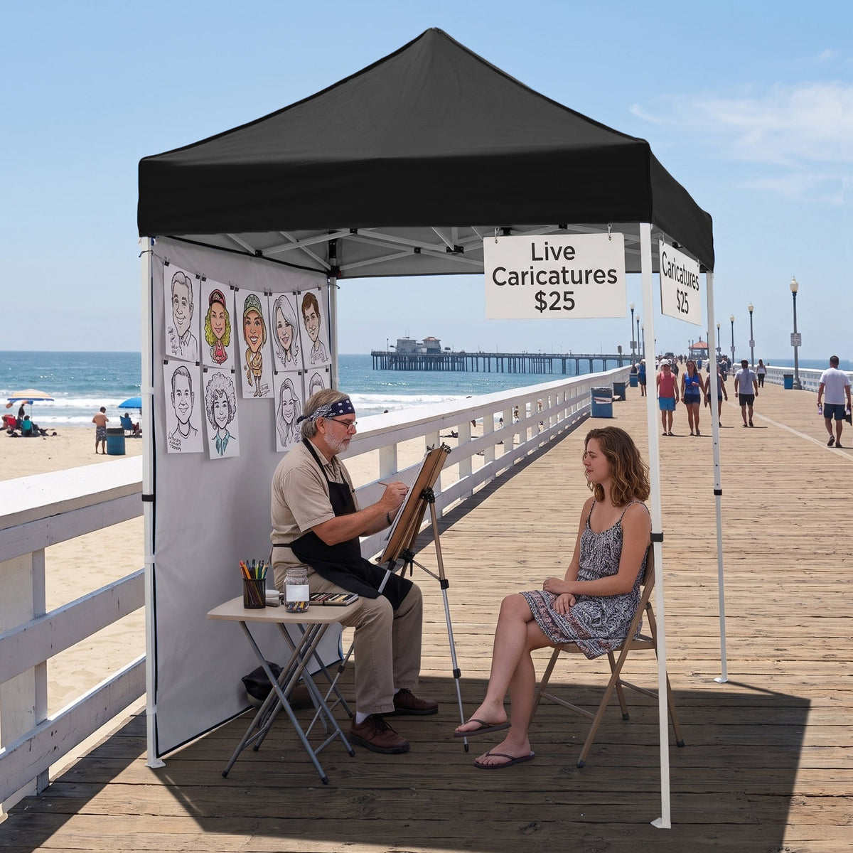 5x5 Pop Up Canopy Tent with 1 Removable Sidewall - Eagle Peak®