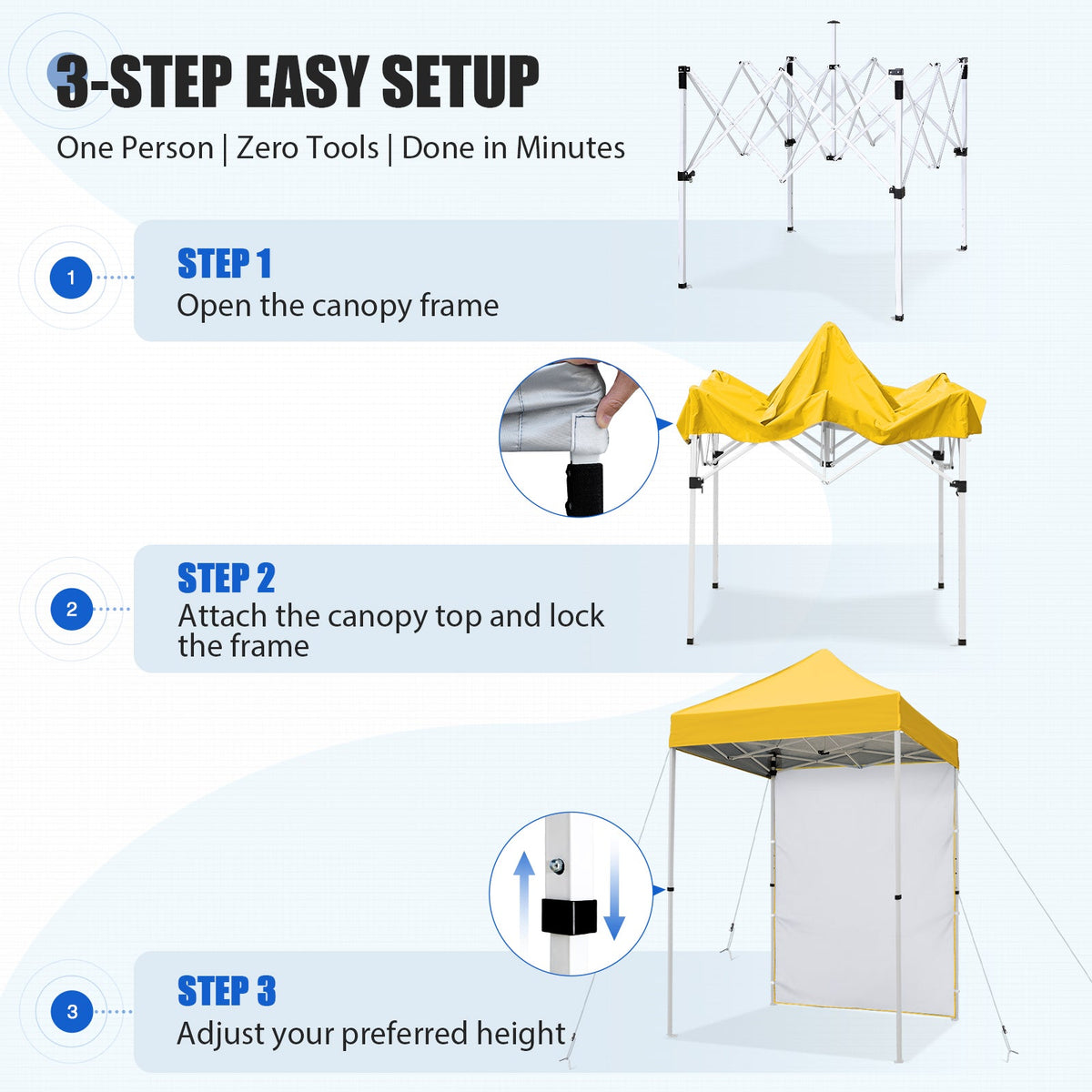 5x5 Pop Up Canopy Tent with 1 Removable Sidewall - Eagle Peak®